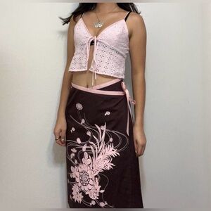 VtG Y2K Wrap Skirt w Floral Print - Like new size Small